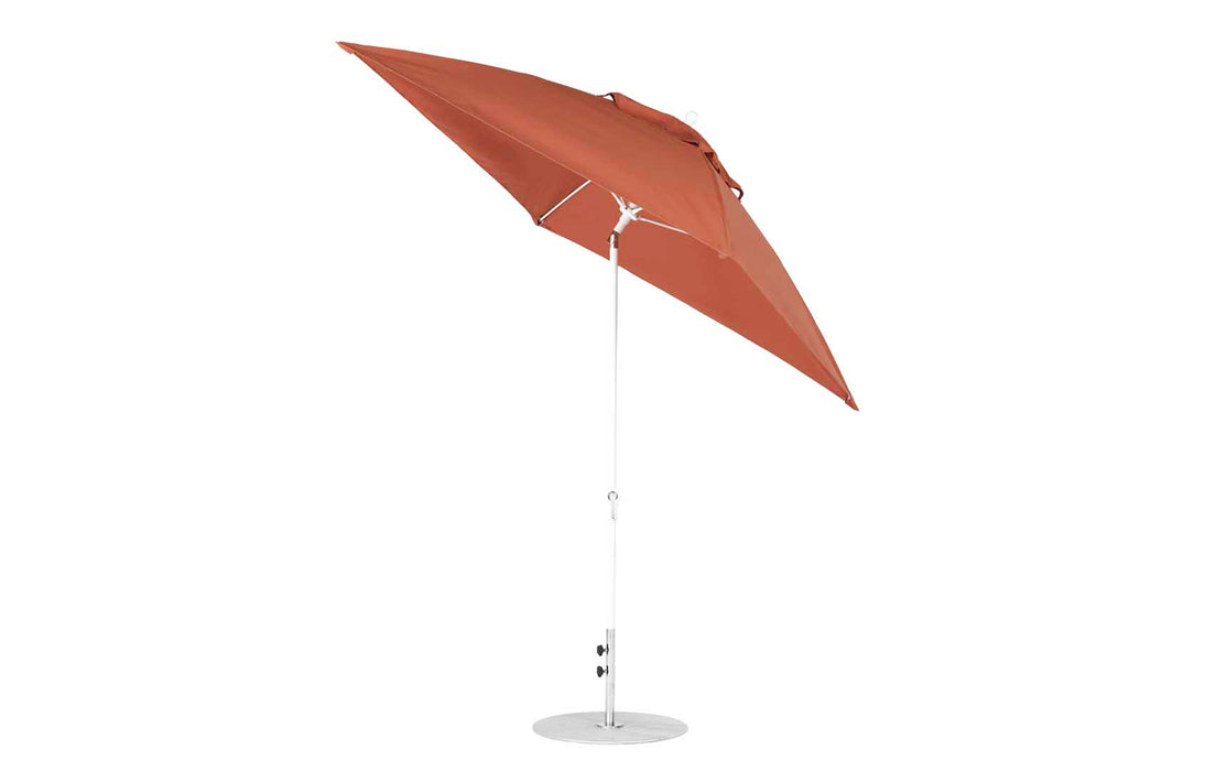 Ledge Lounger Essential Umbrella 7.5' Square Version 2 Crank Auto Tilt — White Pole-Classic Ball Finial-R104 Terracotta Fabric