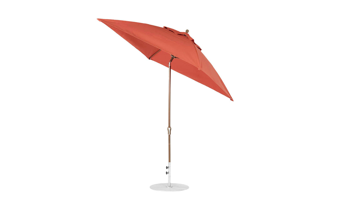 Ledge Lounger Essential Umbrella 7.5' Square Version 2 Crank Auto Tilt — Bronze Pole-Classic Ball Finial-R104 Terracotta Fabric