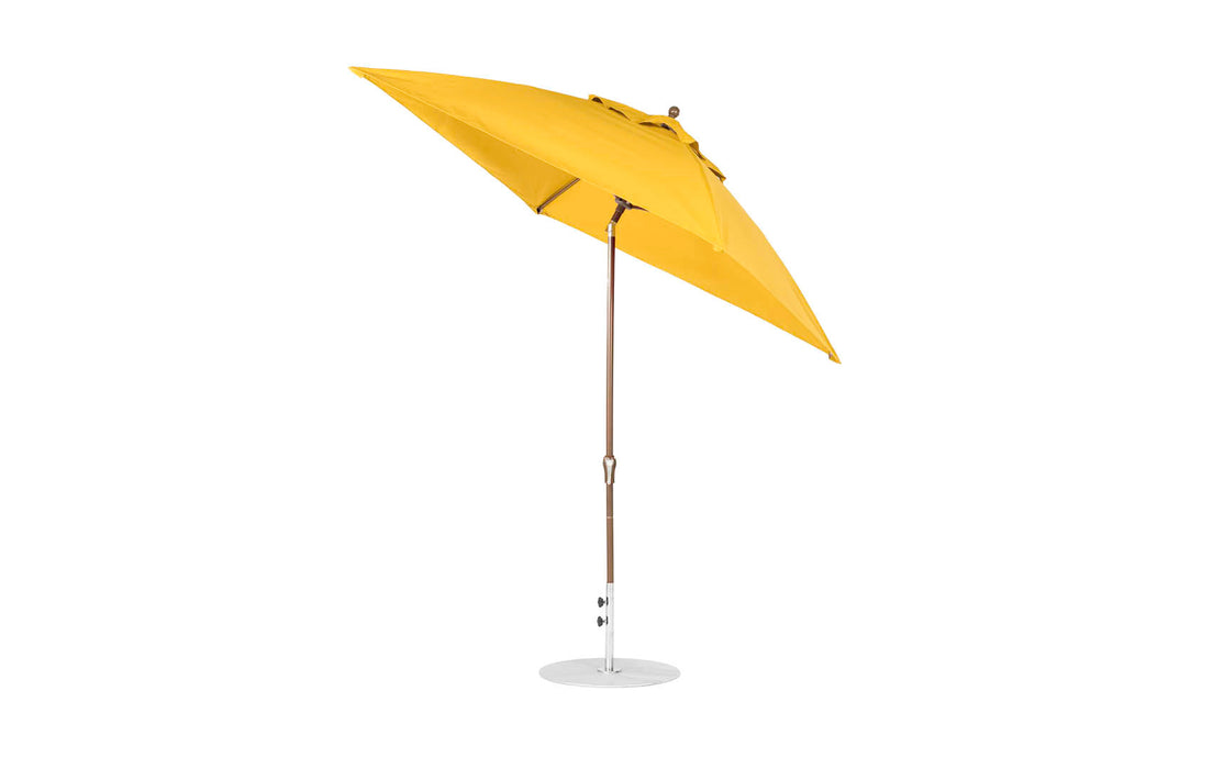 Ledge Lounger Essential Umbrella 7.5' Square Version 2 Crank Auto Tilt — Bronze Pole-Classic Ball Finial-R554 Sunflower Yellow Fabric