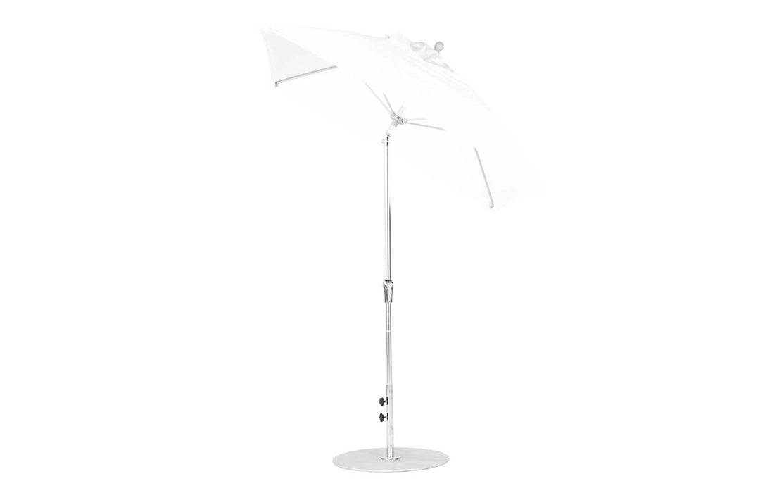 Ledge Lounger Essential Umbrella 6.5' Square Crank Auto Tilt — Matte Silver Pole-Classic Ball Finial-R099 White Fabric