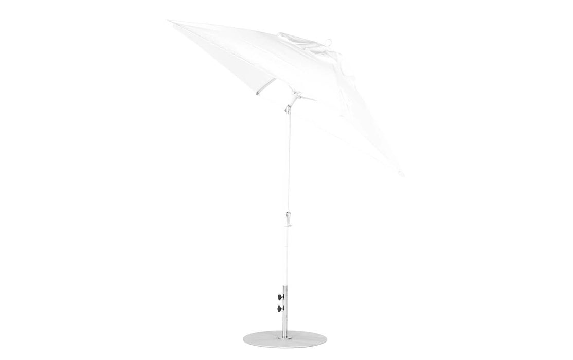 Ledge Lounger Essential Umbrella 6.5' Square Crank Auto Tilt — White Pole-Classic Ball Finial-R099 White Fabric