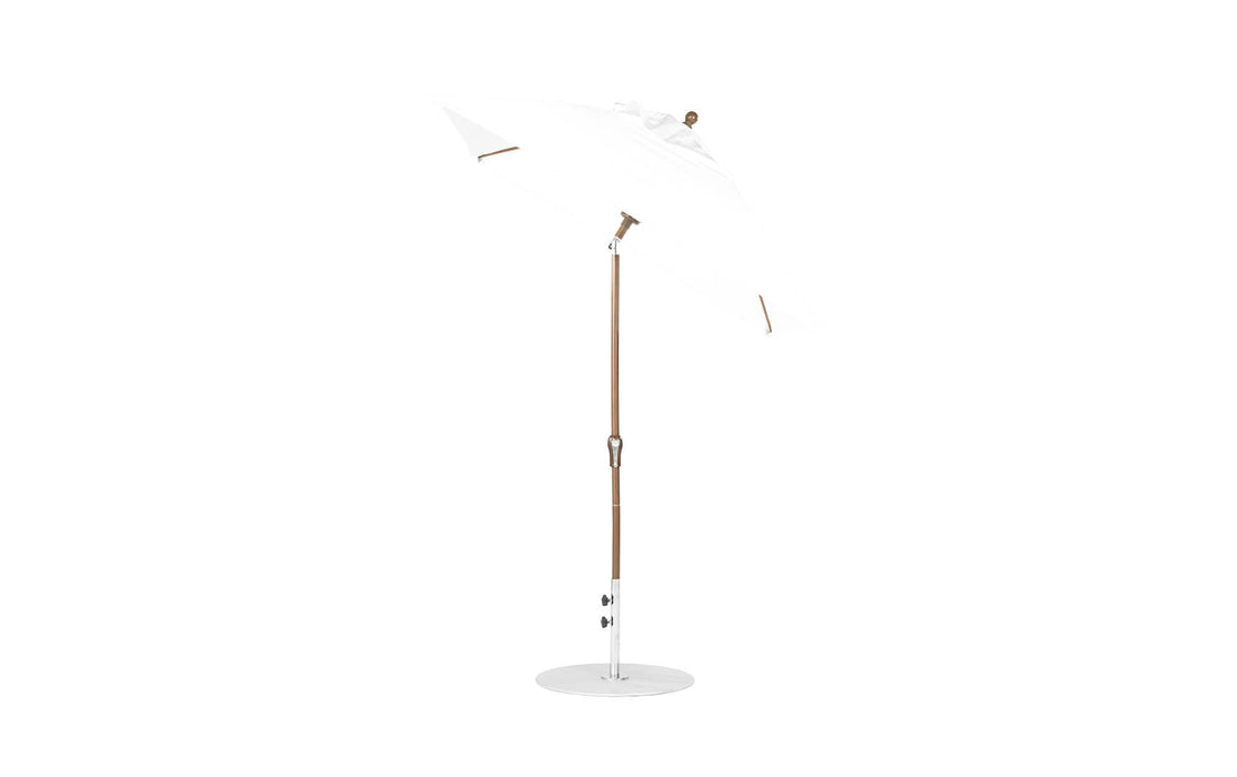 Ledge Lounger Essential Umbrella 6.5' Square Crank Auto Tilt — Bronze Pole-Classic Ball Finial-R099 White Fabric