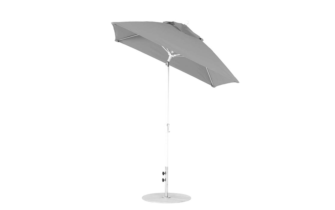 Ledge Lounger Essential Umbrella 6.5' Square Crank Auto Tilt — White Pole-Classic Ball Finial-R138 Cadet Grey Fabric