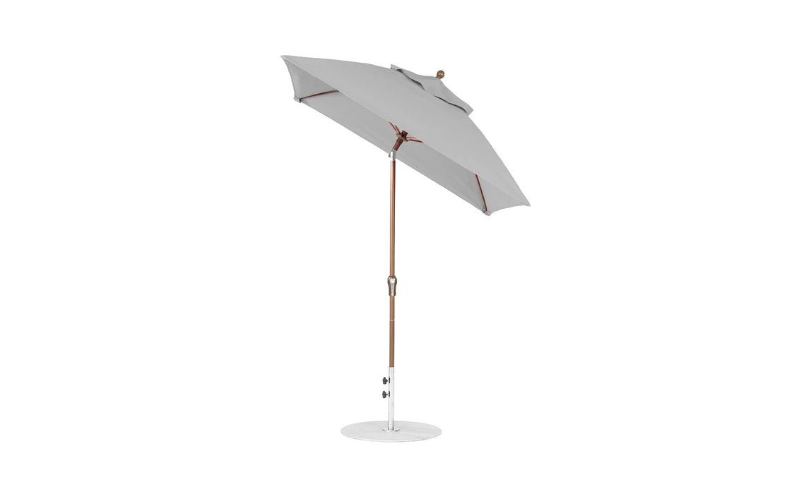 Ledge Lounger Essential Umbrella 6.5' Square Crank Auto Tilt — Bronze Pole-Classic Ball Finial-R138 Cadet Grey Fabric