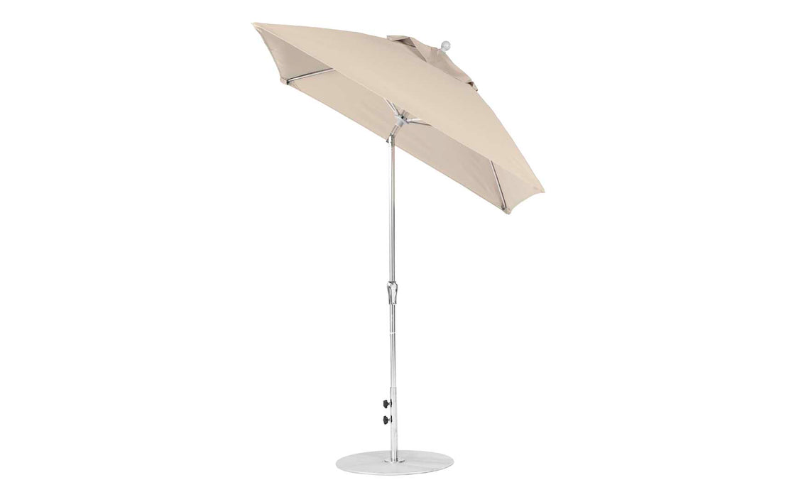 Ledge Lounger Essential Umbrella 6.5' Square Crank Auto Tilt — Matte Silver Pole-Classic Ball Finial-R126 Linen Fabric