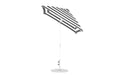 Ledge Lounger Essential Umbrella 6.5' Square Crank Auto Tilt — White Pole-Classic Ball Finial-R017 Black Stripe Fabric