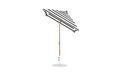 Ledge Lounger Essential Umbrella 6.5' Square Crank Auto Tilt — Bronze Pole-Classic Ball Finial-R017 Black Stripe Fabric