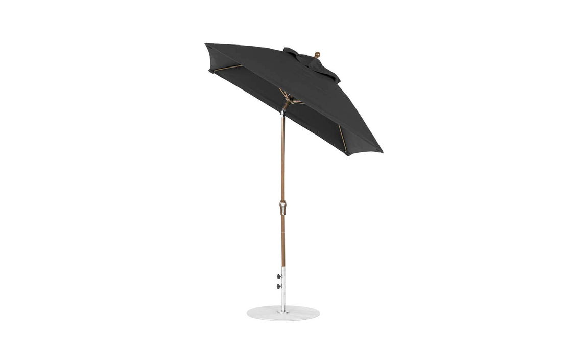 Ledge Lounger Essential Umbrella 6.5' Square Crank Auto Tilt — Bronze Pole-Classic Ball Finial-R103 Black Fabric