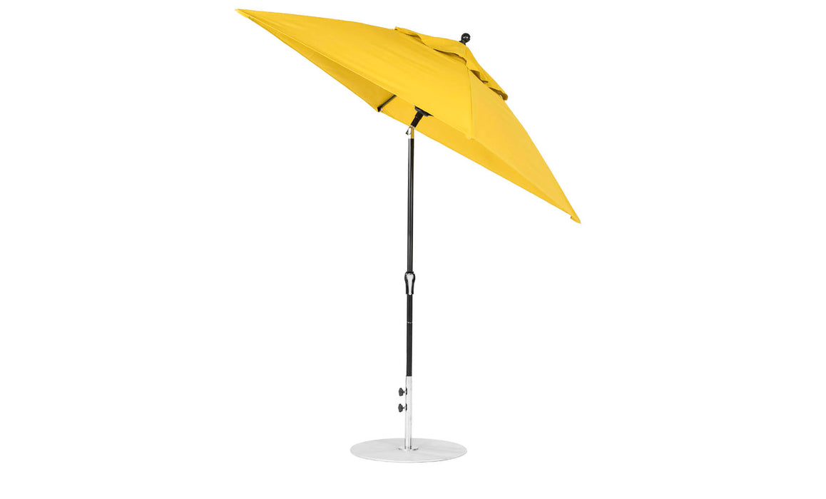 Ledge Lounger Essential Umbrella 6.5' Square Crank Auto Tilt — Black Pole-Classic Ball Finial-R554 Sunflower Yellow Fabric
