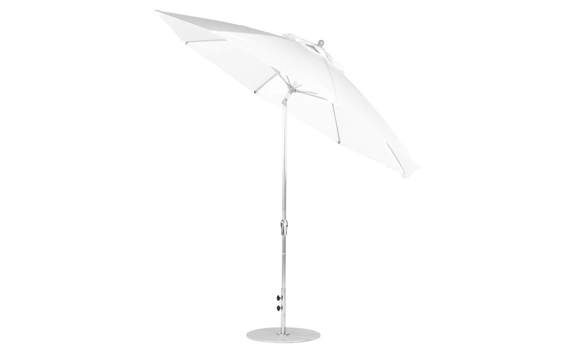 Ledge Lounger Essential Umbrella 11' Octagon Crank Auto Tilt — Matte Silver Pole-Classic Ball Finial-R099 White Fabric
