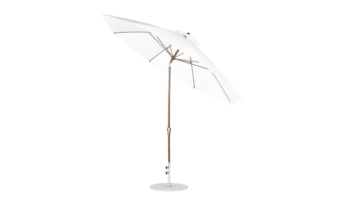 Ledge Lounger Essential Umbrella 11' Octagon Crank Auto Tilt — Bronze Pole-Classic Ball Finial-R099 White Fabric