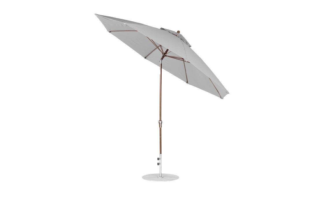 Ledge Lounger Essential Umbrella 11' Octagon Crank Auto Tilt — Bronze Pole-Classic Ball Finial-R138 Cadet Grey Fabric