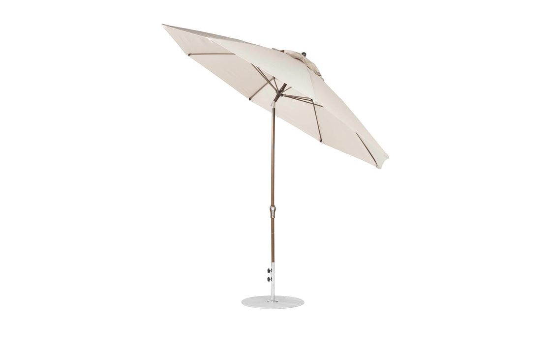 Ledge Lounger Essential Umbrella 11' Octagon Crank Auto Tilt — Bronze Pole-Classic Ball Finial-R126 Linen Fabric