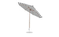 Ledge Lounger Essential Umbrella 11' Octagon Crank Auto Tilt — Bronze Pole-Classic Ball Finial-R017 Black Stripe Fabric