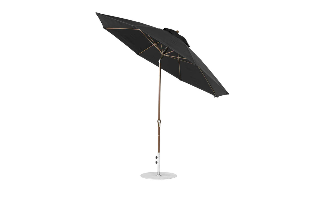 Ledge Lounger Essential Umbrella 11' Octagon Crank Auto Tilt — Bronze Pole-Classic Ball Finial-R103 Black Fabric
