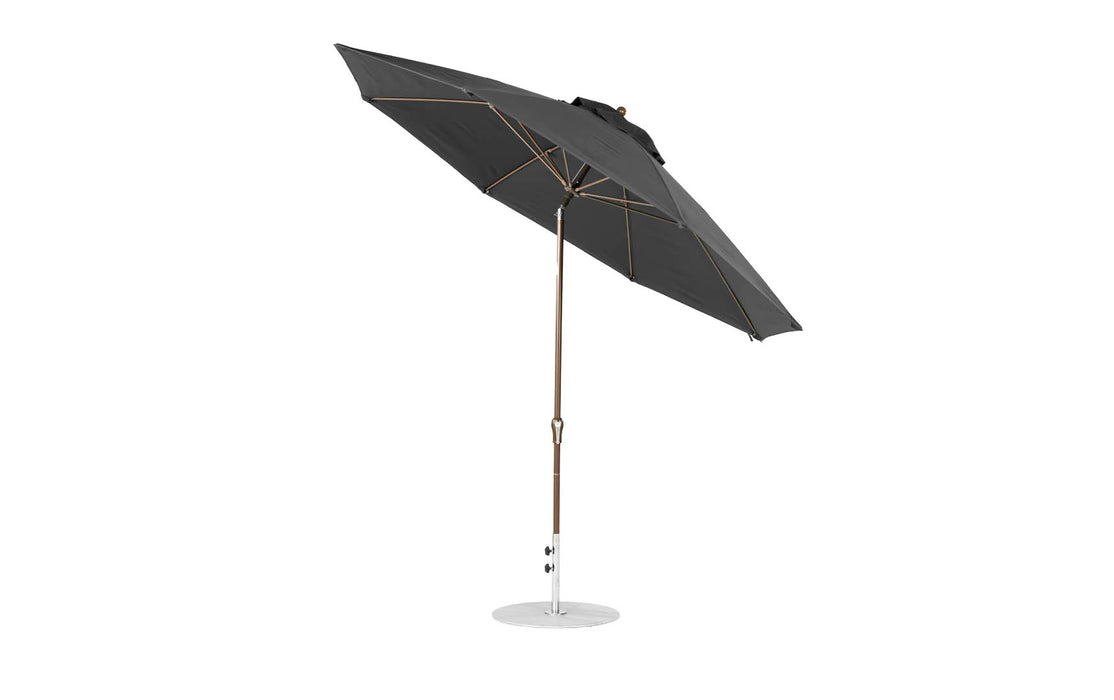 Ledge Lounger Essential Umbrella 11' Octagon Crank Auto Tilt — Bronze Pole-Classic Ball Finial-R164 Charcoal Grey Fabric