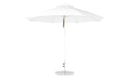 Ledge Lounger Essential Umbrella 11' Octagon Pulley — White Pole-Classic Ball Finial-R099 White Fabric