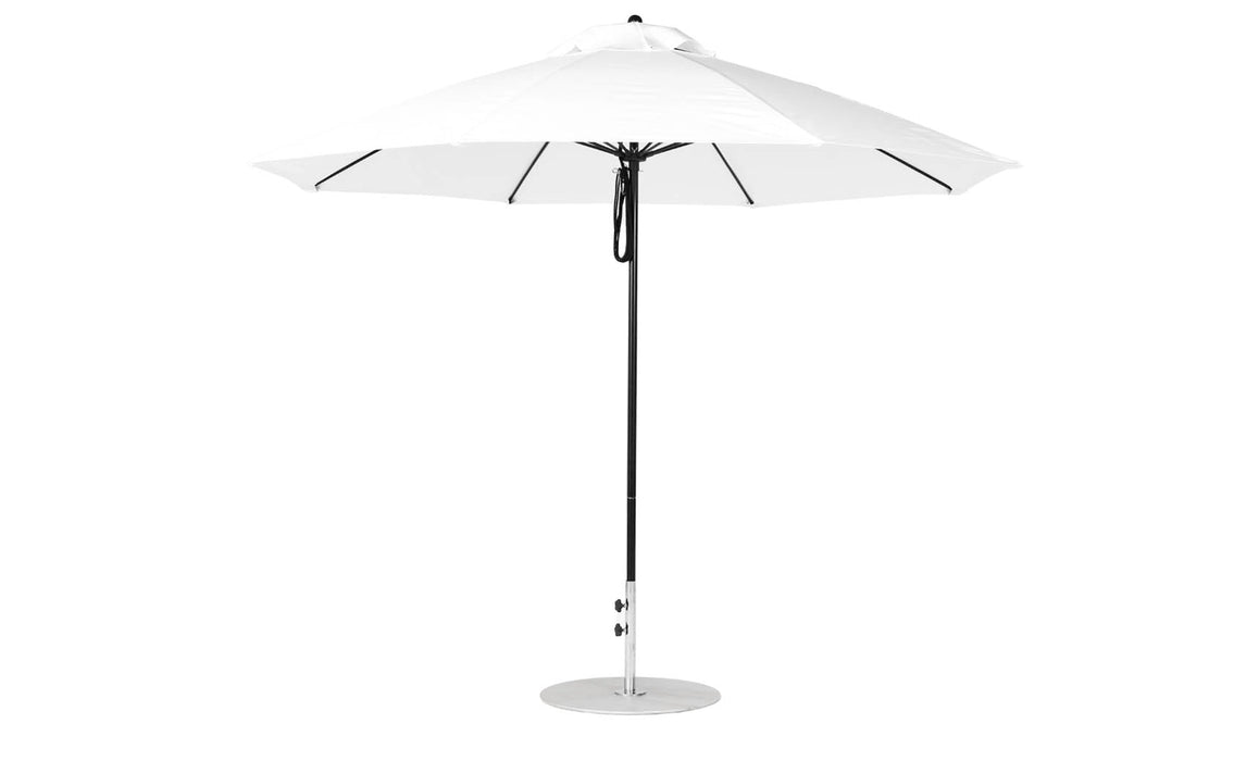 Ledge Lounger Essential Umbrella 11' Octagon Pulley — Black Pole-Classic Ball Finial-R099 White Fabric