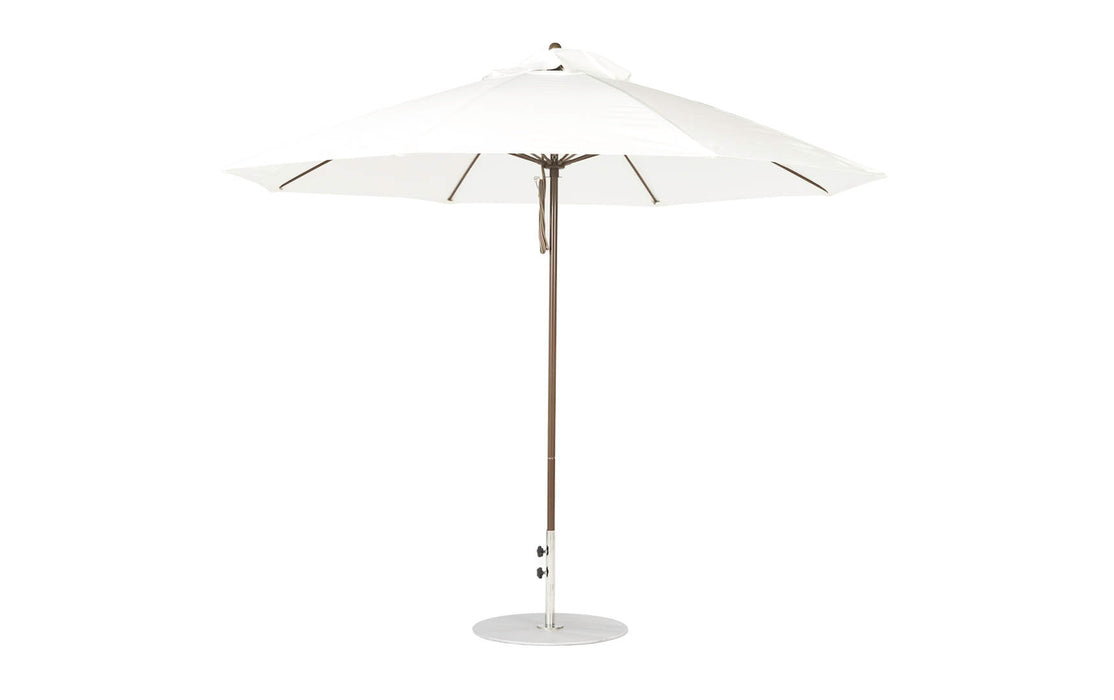 Ledge Lounger Essential Umbrella 11' Octagon Pulley — Bronze Pole-Classic Ball Finial-R099 White Fabric