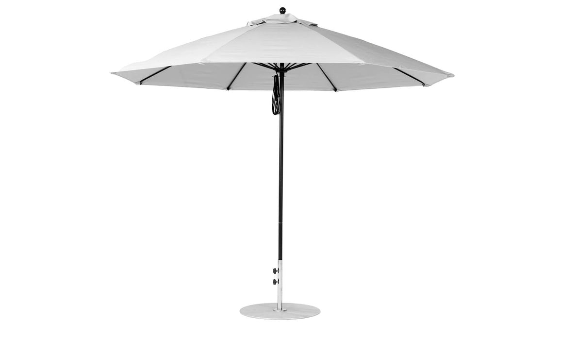Ledge Lounger Essential Umbrella 11' Octagon Pulley — Black Pole-Classic Ball Finial-R138 Cadet Grey Fabric