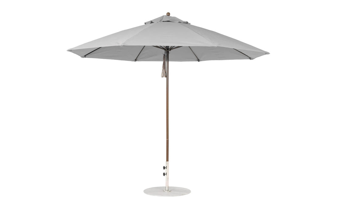 Ledge Lounger Essential Umbrella 11' Octagon Pulley — Bronze Pole-Classic Ball Finial-R138 Cadet Grey Fabric