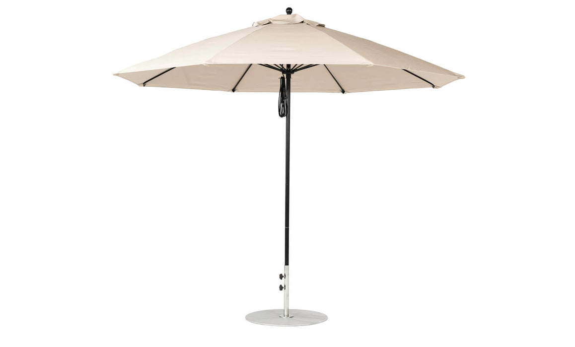 Ledge Lounger Essential Umbrella 11' Octagon Pulley — Black Pole-Classic Ball Finial-R126 Linen Fabric