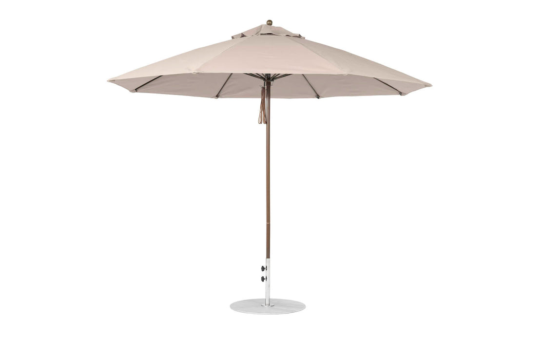 Ledge Lounger Essential Umbrella 11' Octagon Pulley — Bronze Pole-Classic Ball Finial-R126 Linen Fabric