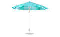 Ledge Lounger Essential Umbrella 11' Octagon Pulley — White Pole-Classic Ball Finial-R011 Turquoise Stripe Fabric