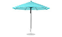 Ledge Lounger Essential Umbrella 11' Octagon Pulley — Black Pole-Classic Ball Finial-R011 Turquoise Stripe Fabric