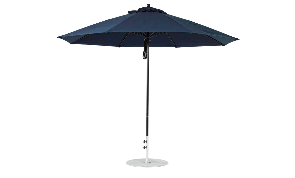 Ledge Lounger Essential Umbrella 11' Octagon Pulley — Black Pole-Classic Ball Finial-R175 Captain Navy Fabric