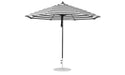 Ledge Lounger Essential Umbrella 11' Octagon Pulley — Black Pole-Classic Ball Finial-R017 Black Stripe Fabric