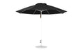 Ledge Lounger Essential Umbrella 11' Octagon Pulley — White Pole-Classic Ball Finial-R103 Black Fabric