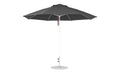 Ledge Lounger Essential Umbrella 11' Octagon Pulley — White Pole-Classic Ball Finial-R164 Charcoal Grey Fabric