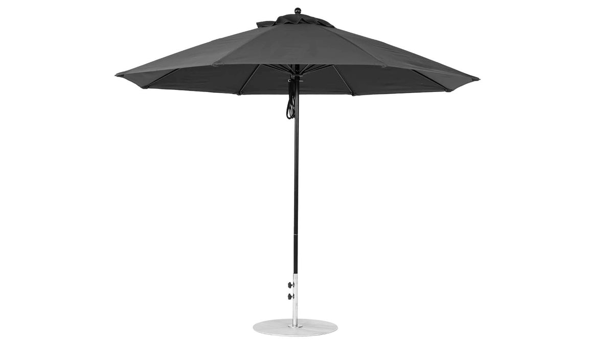 Ledge Lounger Essential Umbrella 11' Octagon Pulley — Black Pole-Classic Ball Finial-R164 Charcoal Grey Fabric