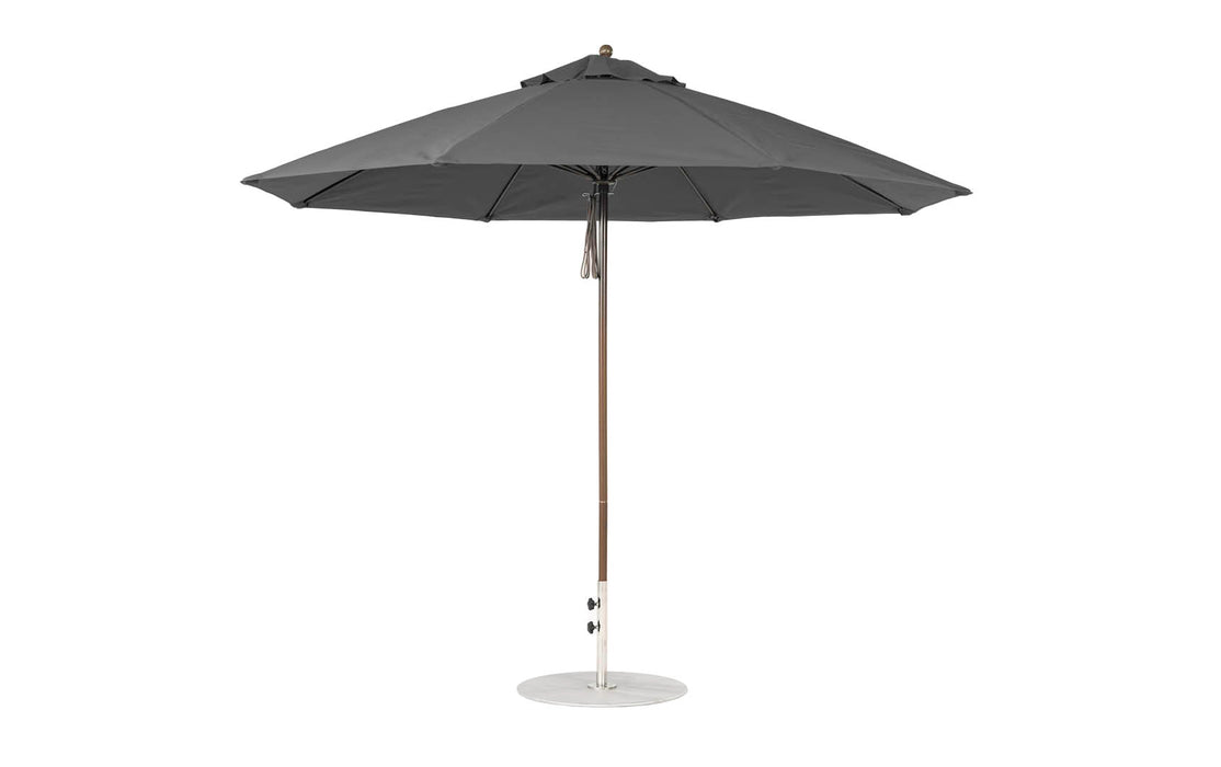 Ledge Lounger Essential Umbrella 11' Octagon Pulley — Bronze Pole-Classic Ball Finial-R164 Charcoal Grey Fabric
