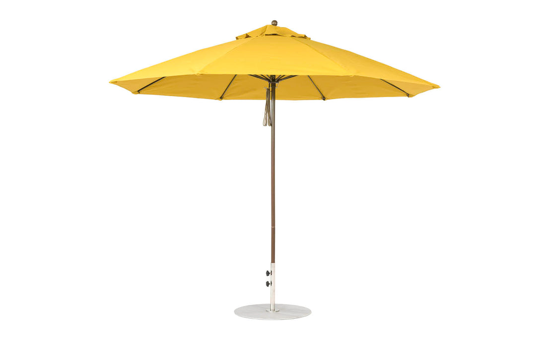 Ledge Lounger Essential Umbrella 11' Octagon Pulley — Bronze Pole-Classic Ball Finial-R554 Sunflower Yellow Fabric