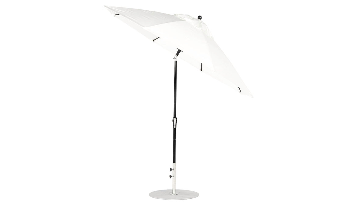 Ledge Lounger Essential Umbrella 9' Octagon Crank Auto Tilt — Black Pole-Classic Ball Finial-R099 White Fabric