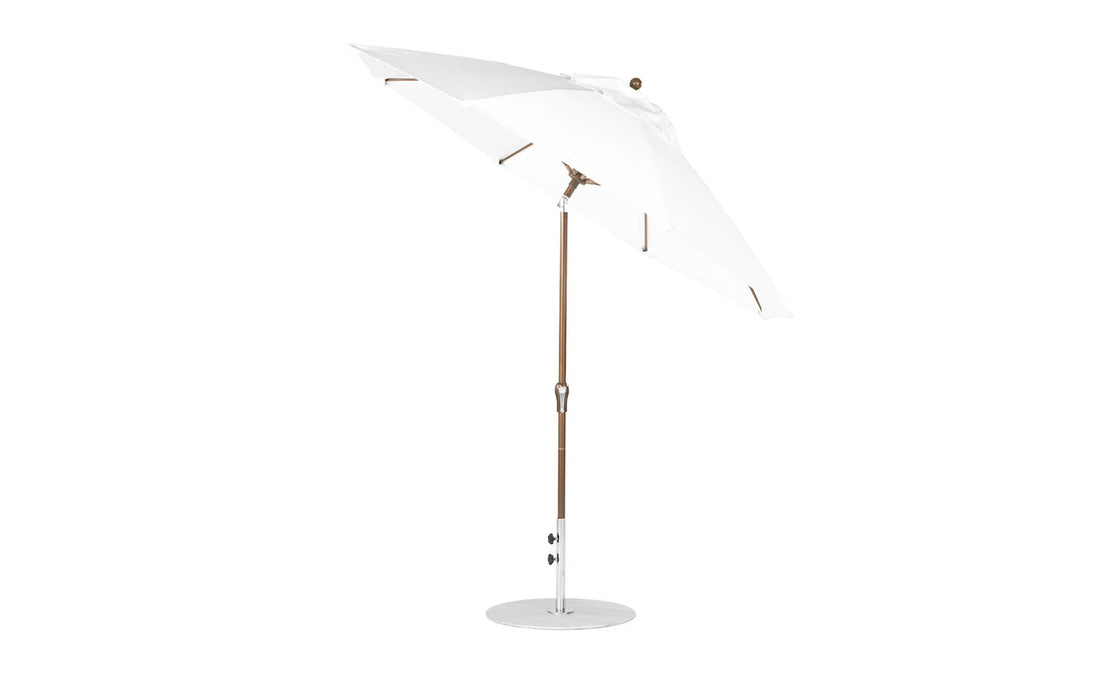 Ledge Lounger Essential Umbrella 9' Octagon Crank Auto Tilt — Bronze Pole-Classic Ball Finial-R099 White Fabric
