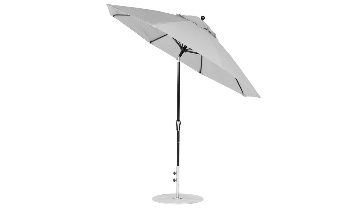 Ledge Lounger Essential Umbrella 9' Octagon Crank Auto Tilt — Black Pole-Classic Ball Finial-R138 Cadet Grey Fabric