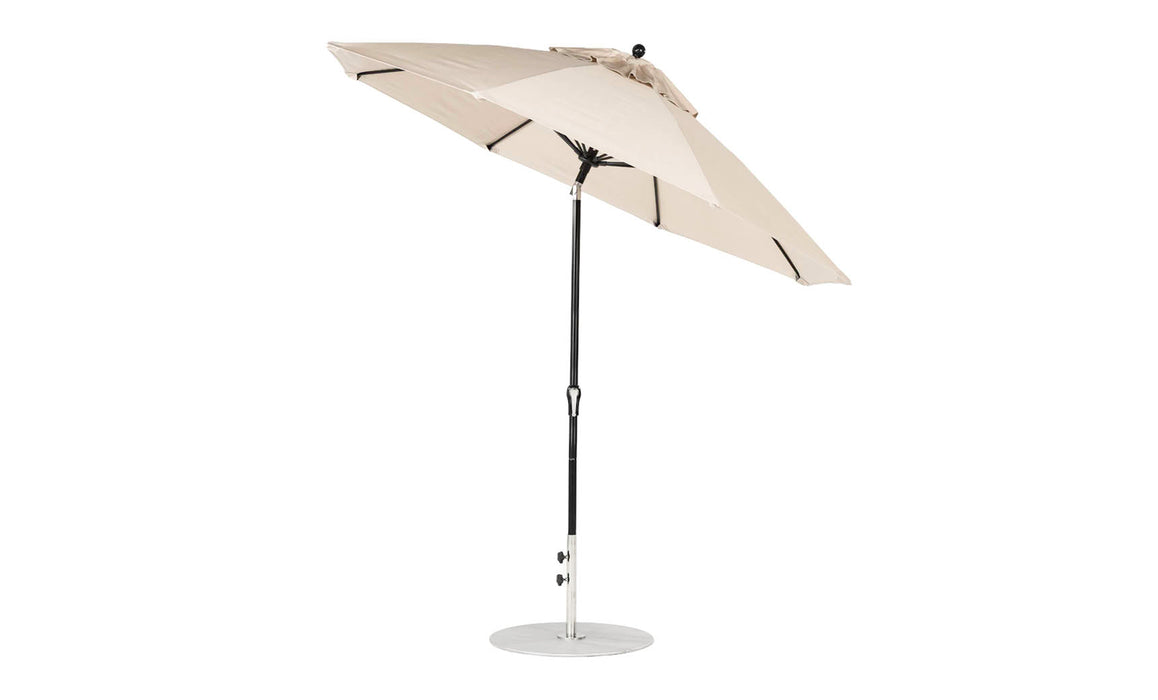 Ledge Lounger Essential Umbrella 9' Octagon Crank Auto Tilt — Black Pole-Classic Ball Finial-R126 Linen Fabric