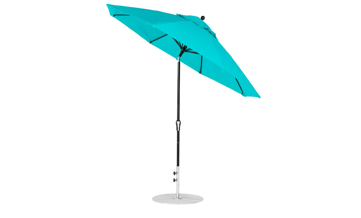 Ledge Lounger Essential Umbrella 9' Octagon Crank Auto Tilt — Black Pole-Classic Ball Finial-R171 Turquoise Fabric