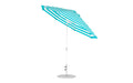 Ledge Lounger Essential Umbrella 9' Octagon Crank Auto Tilt — White Pole-Classic Ball Finial-R011 Turquoise Stripe Fabric