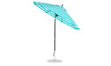 Ledge Lounger Essential Umbrella 9' Octagon Crank Auto Tilt — Black Pole-Classic Ball Finial-R011 Turquoise Stripe Fabric