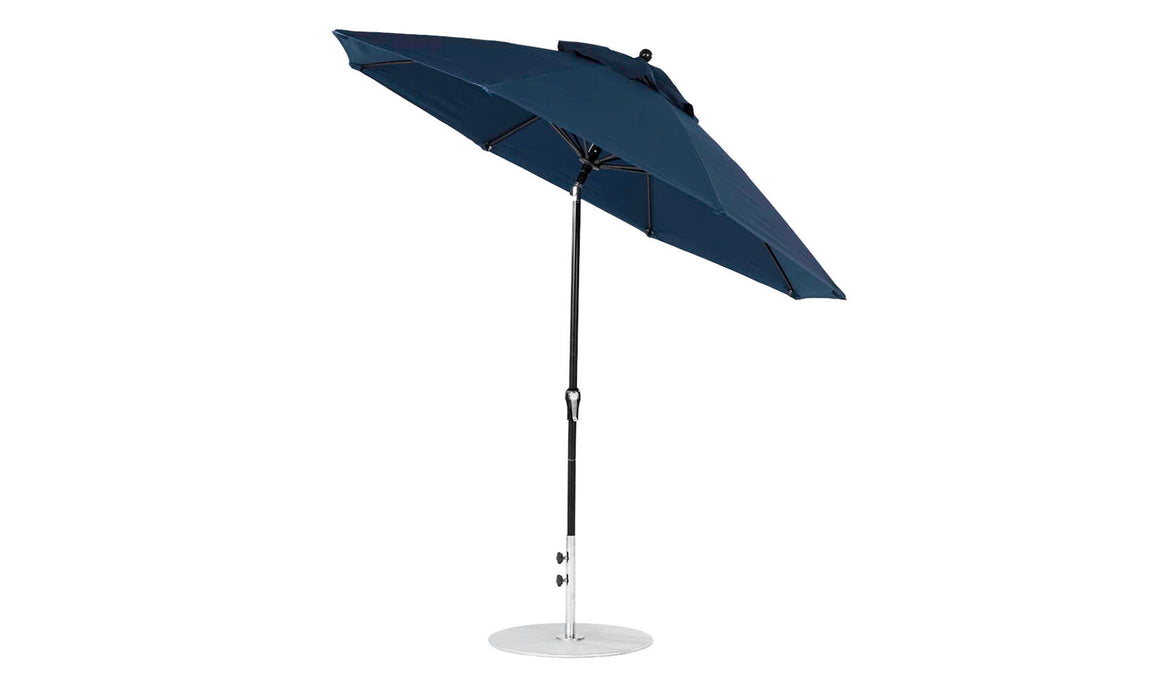 Ledge Lounger Essential Umbrella 9' Octagon Crank Auto Tilt — Black Pole-Classic Ball Finial-R175 Captain Navy Fabric
