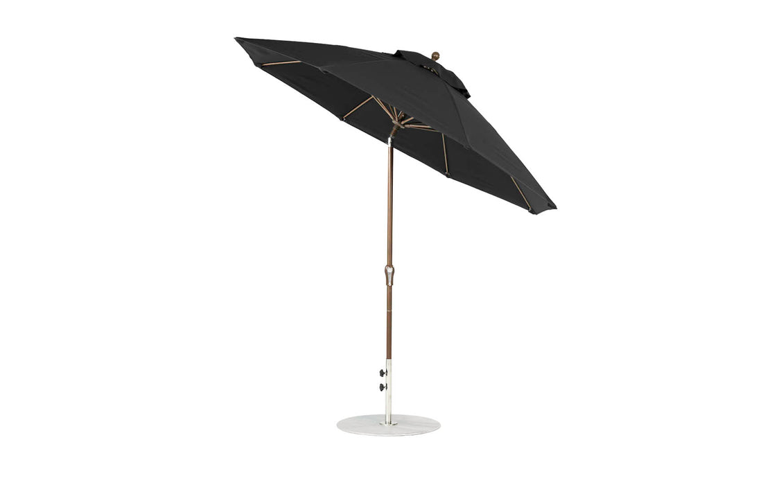 Ledge Lounger Essential Umbrella 9' Octagon Crank Auto Tilt — Bronze Pole-Classic Ball Finial-R103 Black Fabric