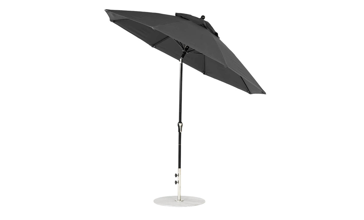 Ledge Lounger Essential Umbrella 9' Octagon Crank Auto Tilt — Black Pole-Classic Ball Finial-R164 Charcoal Grey Fabric