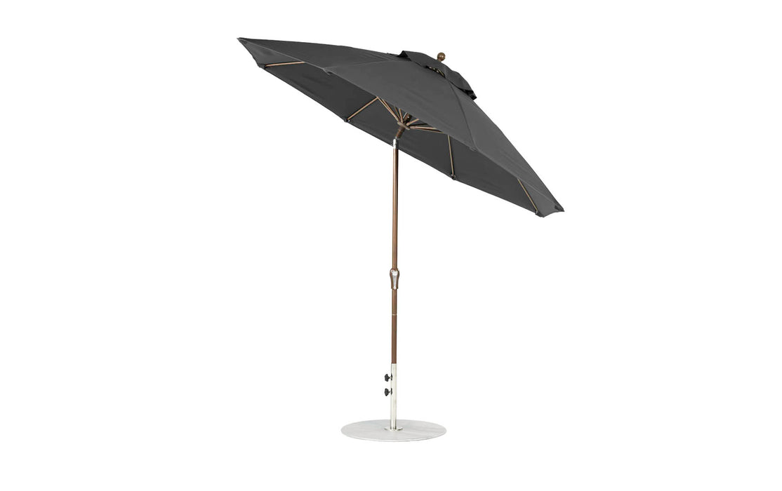 Ledge Lounger Essential Umbrella 9' Octagon Crank Auto Tilt — Bronze Pole-Classic Ball Finial-R164 Charcoal Grey Fabric