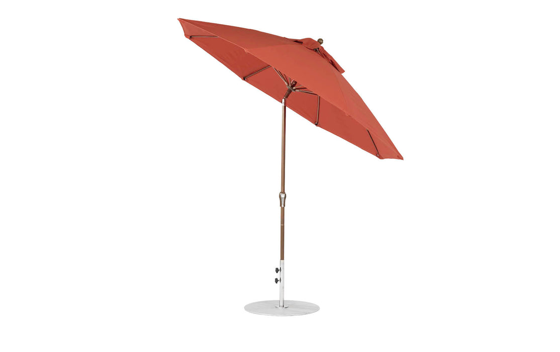 Ledge Lounger Essential Umbrella 9' Octagon Crank Auto Tilt — Bronze Pole-Classic Ball Finial-R104 Terracotta Fabric