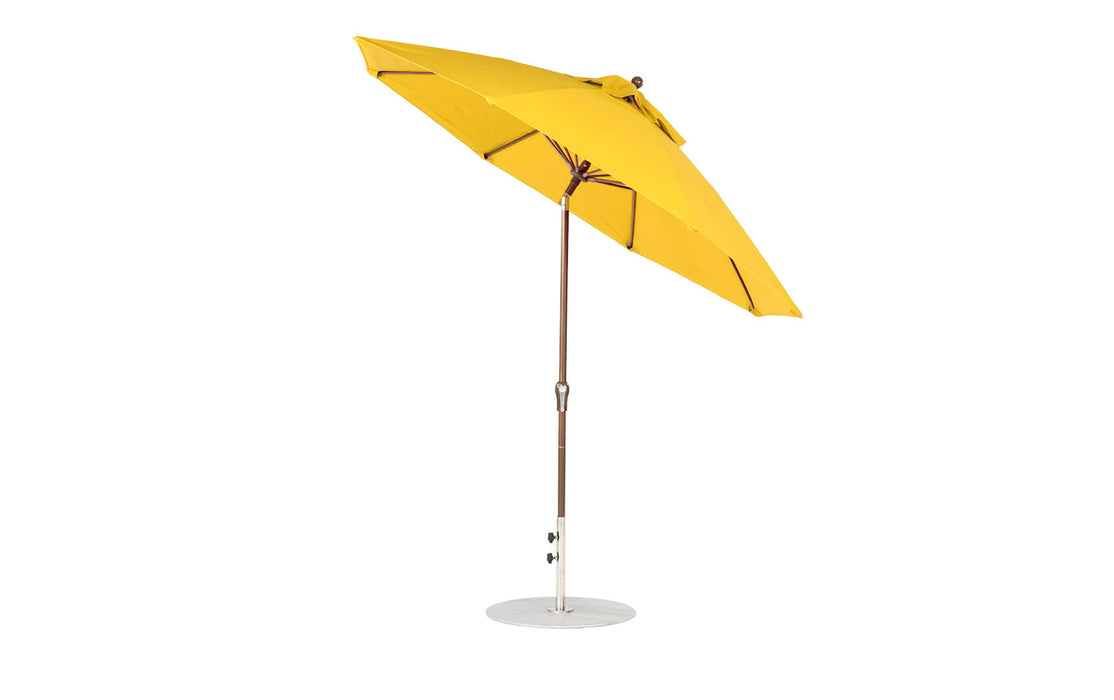 Ledge Lounger Essential Umbrella 9' Octagon Crank Auto Tilt — Bronze Pole-Classic Ball Finial-R554 Sunflower Yellow Fabric