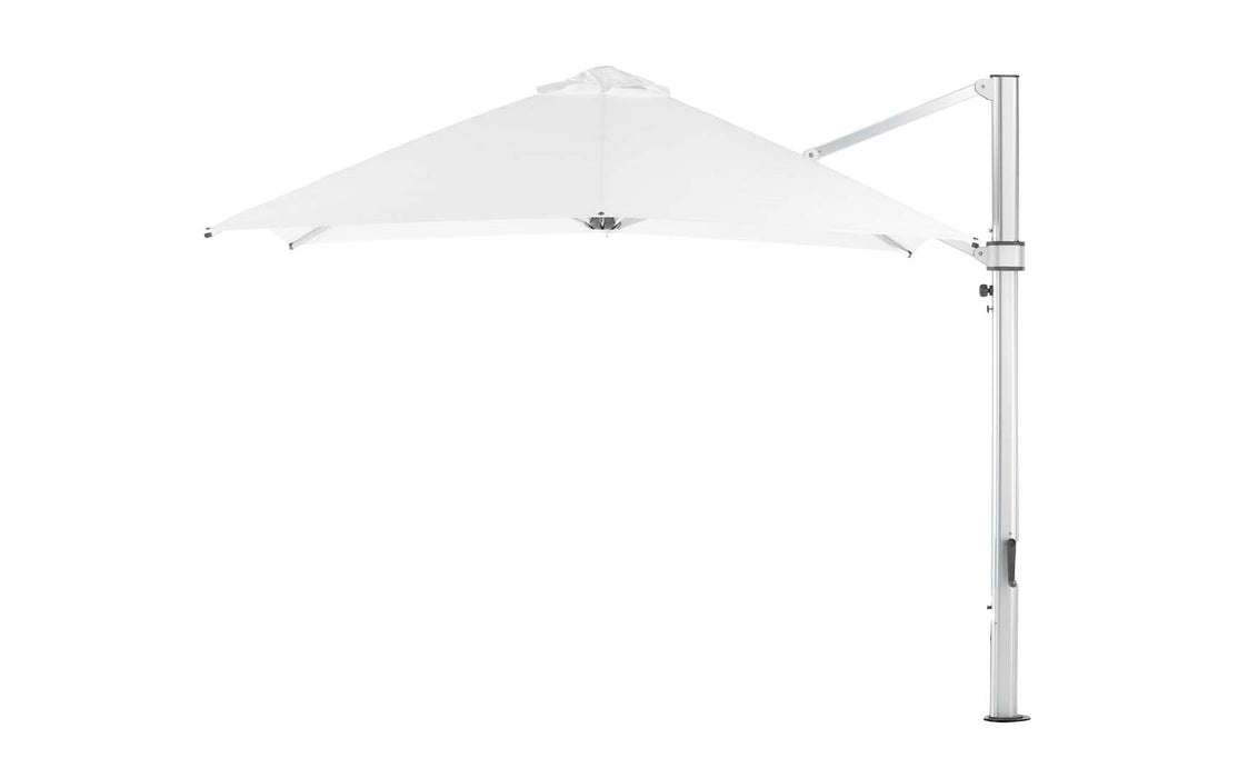 Ledge Lounger Ultra Cantilever Umbrella-10' Square — Matte Silver Pole-Stock Fabric-R099 White